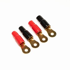 0 GAUGE RING TERMINALS 2 PAIR 8MM STUD 4 TERMINALS WITH INSULATION JACKETS