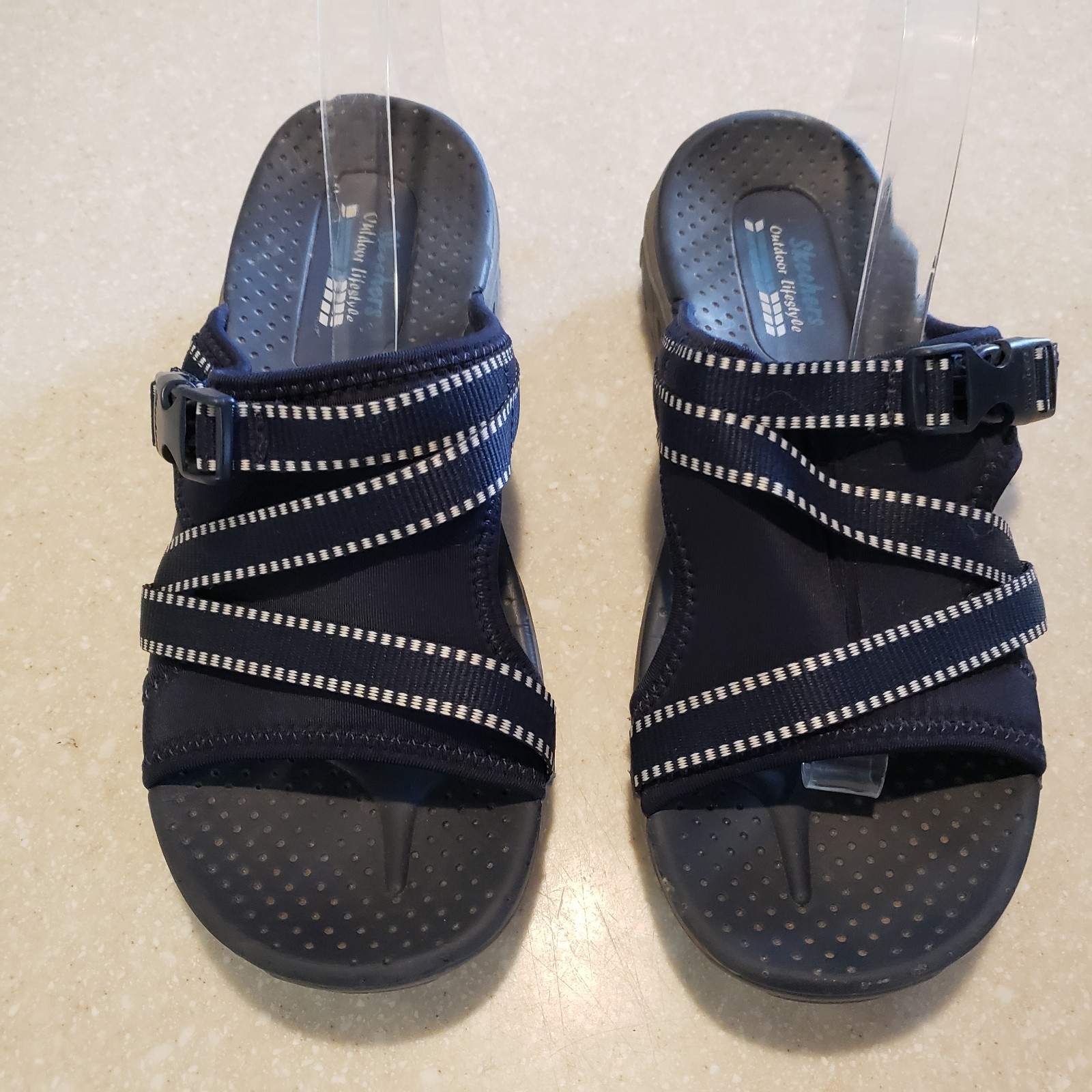 Skechers Outdoor Lifestyle Black Reggae Slide Sandals - Women's Size 8 - SN56196
