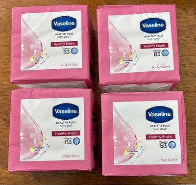 4X Vaseline Healthy Plus Bar Soap Healthy Bright, Vitamin B3 - 3 CT - 2.64 Oz