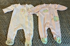 Little Me 3 Month Girl Sleeper Footie Outfits Frog  Bear Lot Of 2 Animal Feet