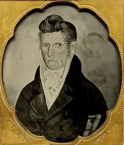 RARE 1/6 Plate Ambrotype - Painted Portrait by Rufus Porter - Full Union Case