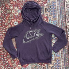 Nike Plum Purple Rally Metallic Funnel Neck Pullover Hoodie 874114-653 Womens S