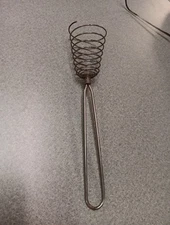 Vtg Metal Spiral Coiled Wire Whisk Egg Beater Stainless Steel Whip French 8 5/8"