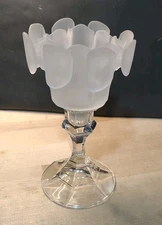 Vintage Viking Glass Finnish Crown satin crystal glass peg votive candle holder.