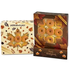 qiqee Thanksgiving Cookie Boxes with Window Fall Treat Box 30packs 9x9x2.5 In...