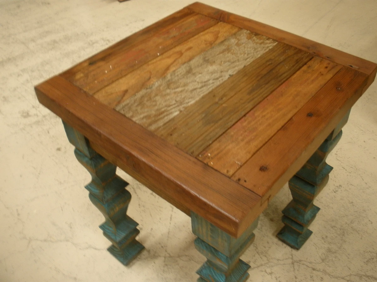 Turquoise end table deals rustic