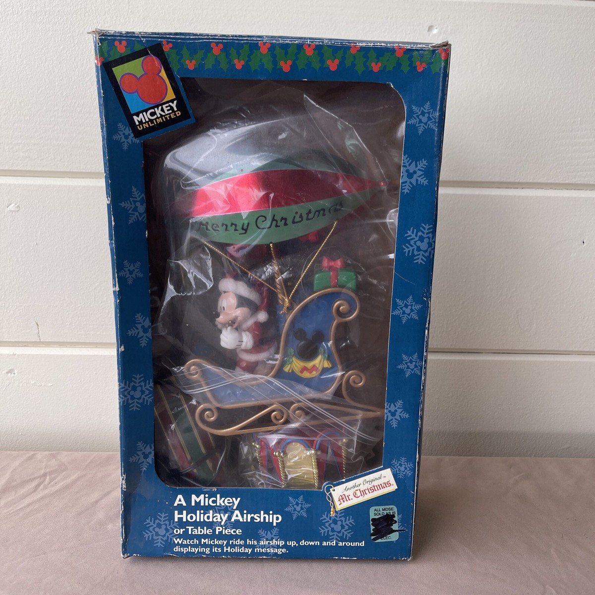 Vintage Mr Christmas A Mickey Holiday Airship Lighted Automated