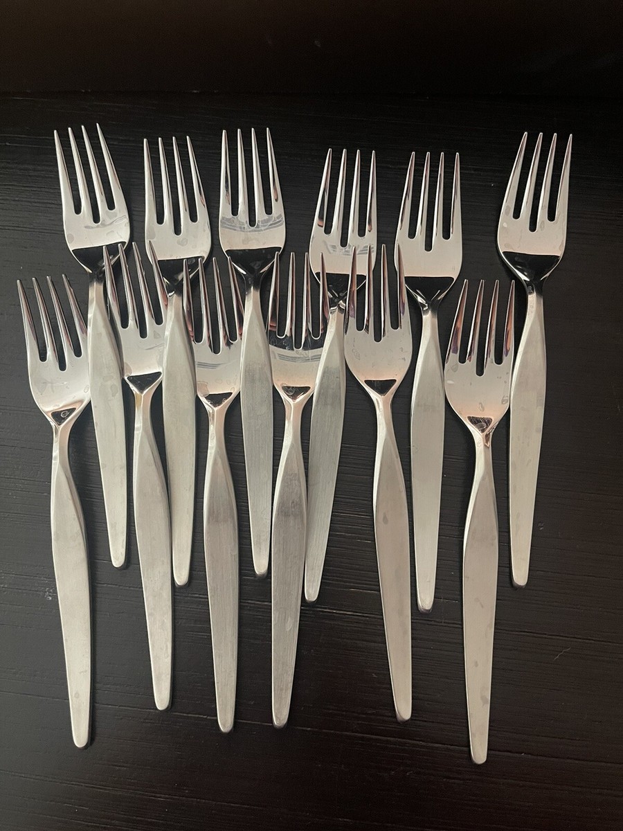 NORITAKE LINDEN STAINLESS FLATWARE JAPAN FULL SET Of 12 With