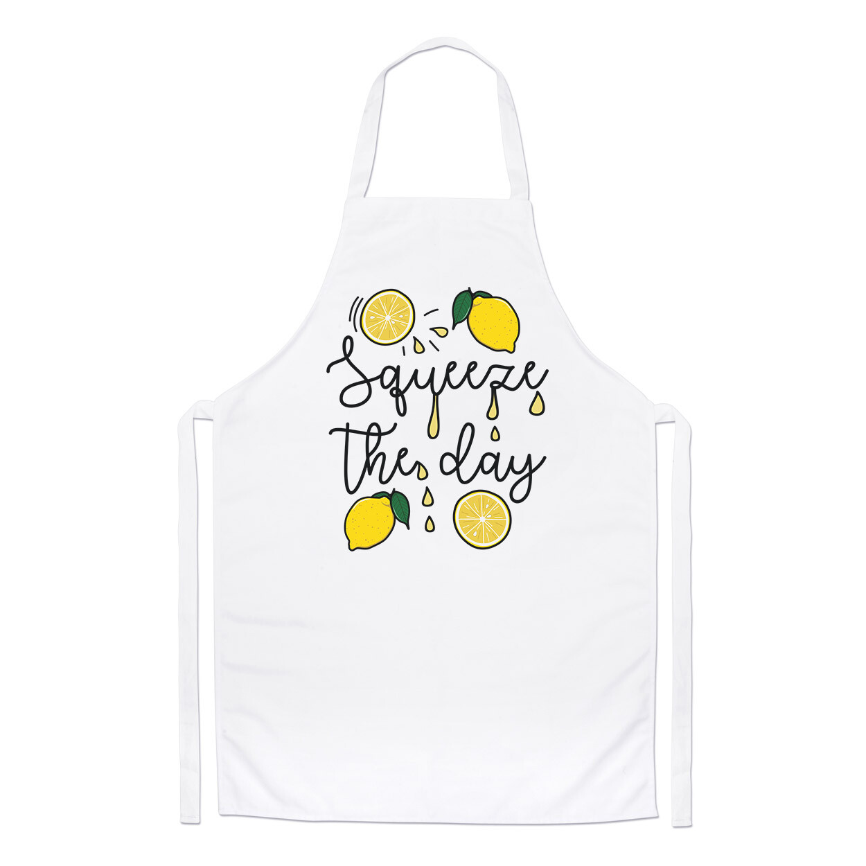 Squeeze The Day Lemon Chefs Apron Funny Seize Inspirational Quote Cooking