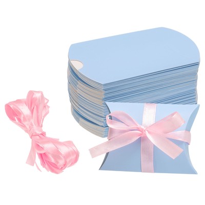 50 Stück Kissenschachteln 3,5 x 2,8 x 1 Zoll Geschenkboxen, blau