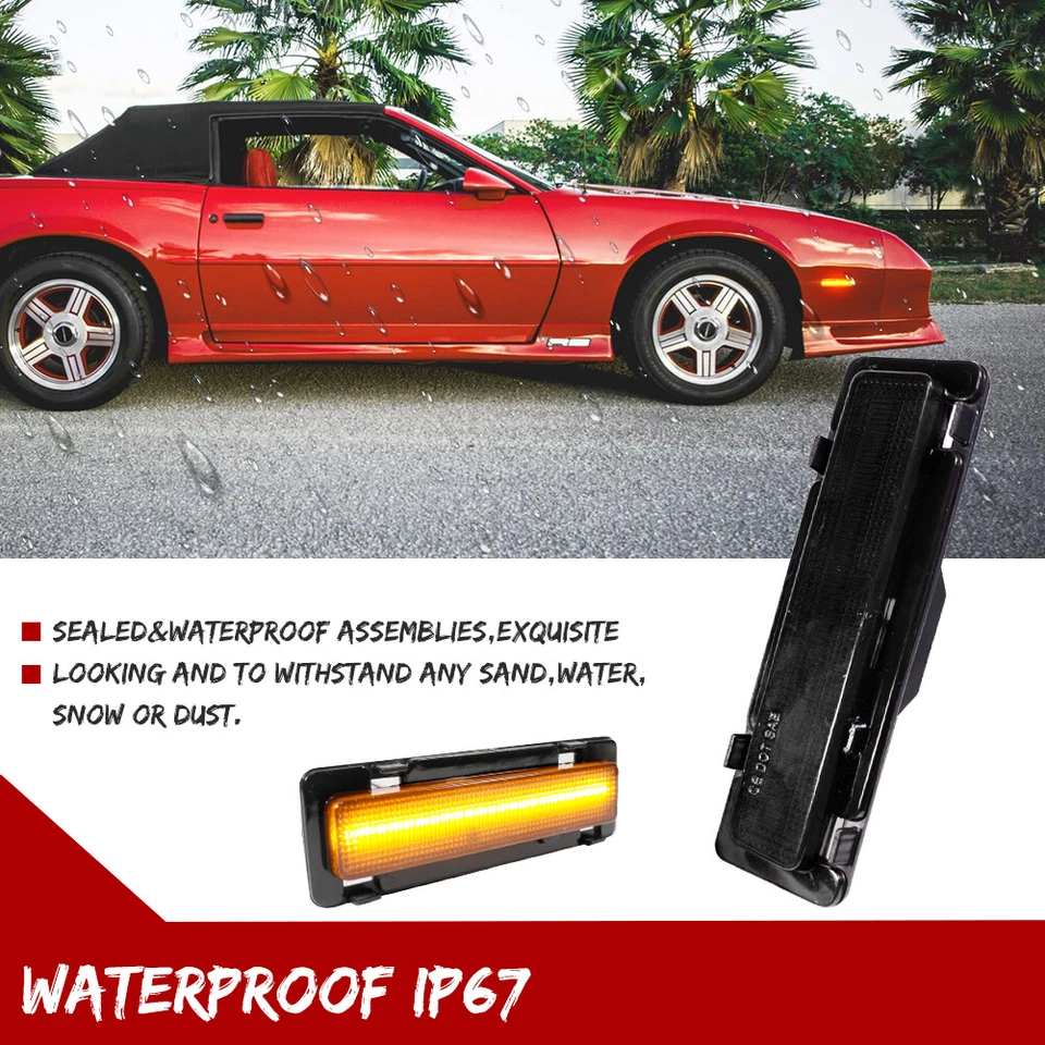 Дымчатые линзы передние боковые габаритные огни для 1982-1992 Chevy Camaro Pontiac Firebird - Изображение 4 из 4