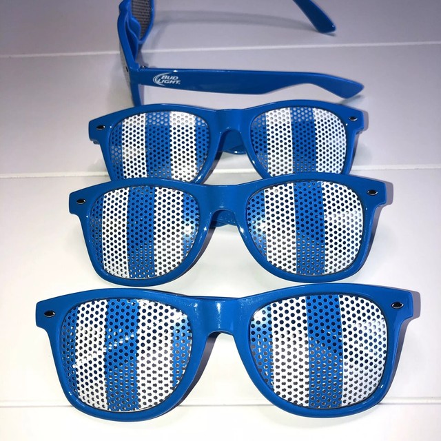 Budweiser Bud Light Funky Summer Sunglasses Shades Blue Stripes Set