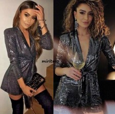 A821 ZARA WOMAN BLAZER SEQUINS SHINY SPARKLY JACKET COAT MEDIUM - M