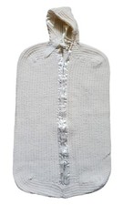 VTG Baby Newborn Bunting Handmade Knit Swaddle Sack Silk Lined Zip 60's White