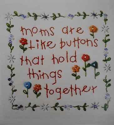 Moms Are Like Buttons Bead & Button Embellished Embroidery Kit w/ Frame