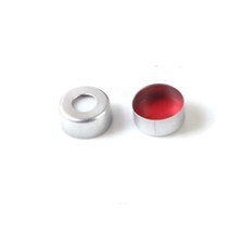 100pcs Aluminum Silver Crimp Seal Cap,Red PTFE/White Septa,11mm F crimp top vial