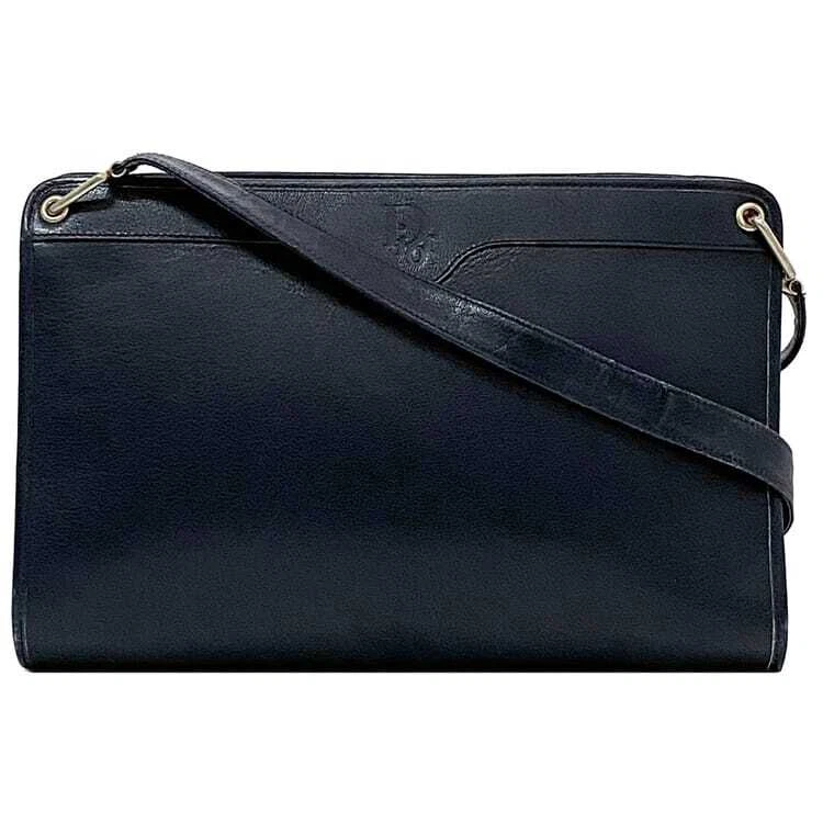 Sac demi épaule Christian Dior ec 21624 bleu marine bon état cuir occasion