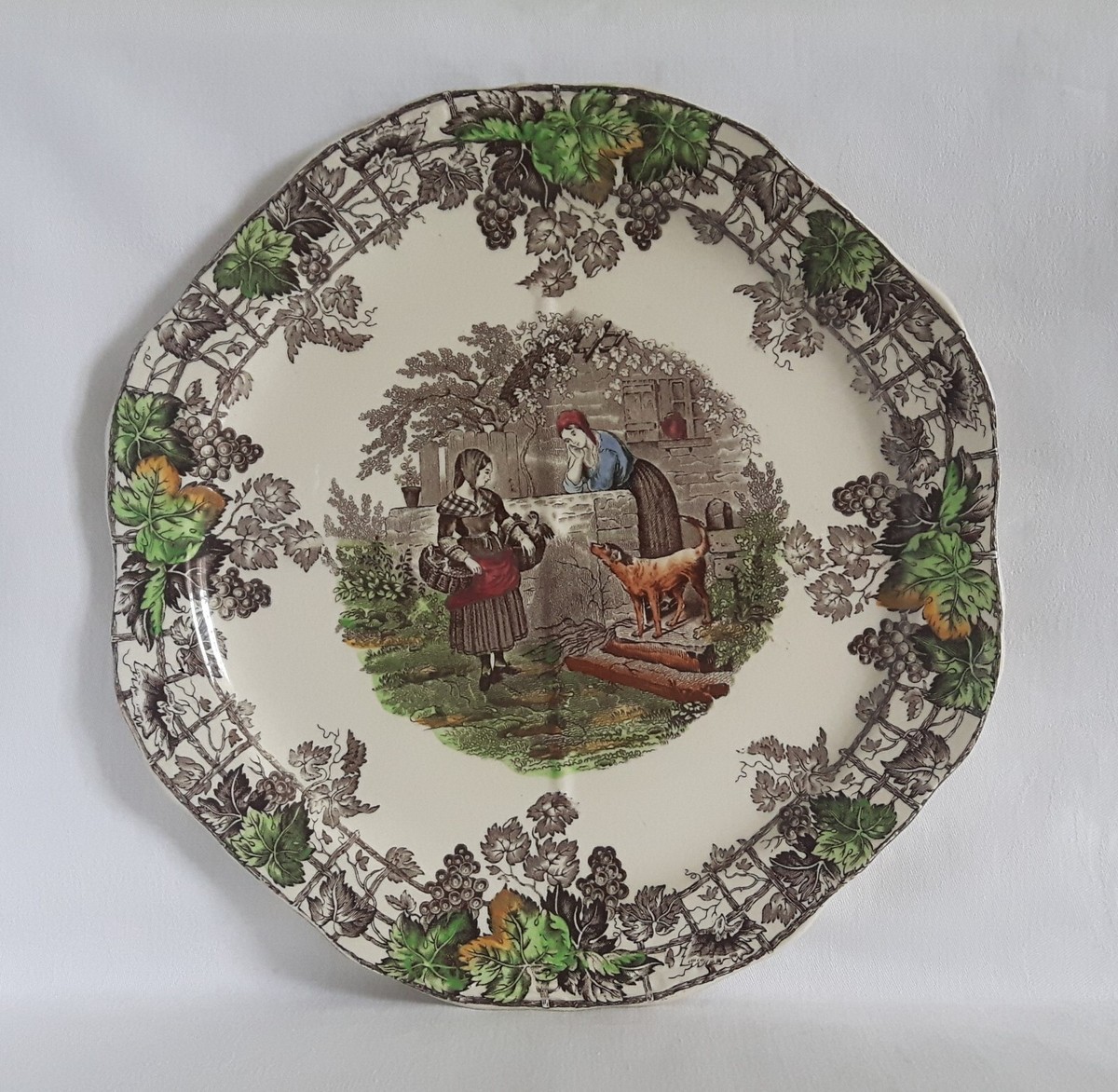 SPODE COPELAND SPODE'S BYRON PLATTER IRONSTONE SANDWICH PLATE IN BROWN AND  WHITE