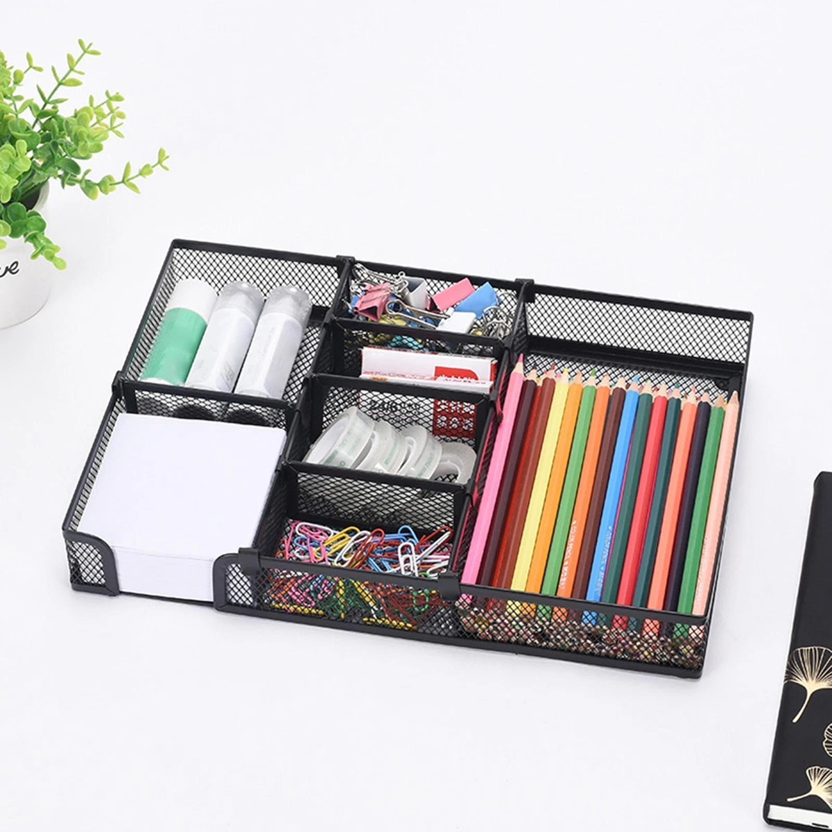 Mesh Desk Organizer Multi Compartment Desktop Shelf for Desktop