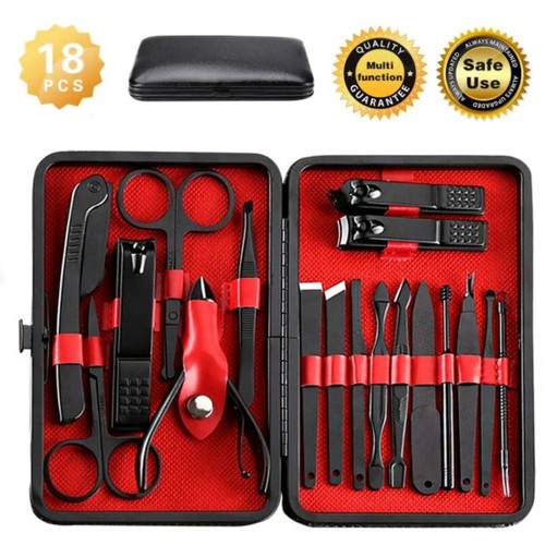 18PCS Pedicure Tool Manicure Set Nail Clippers Cleaner Cuticle Grooming Kit Case - Picture 5 of 10