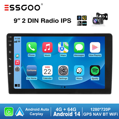 9 Zoll Android 14 Apple Carplay Autoradio Bluetooth GPS Navi 4+64G 2 DIN Kamera