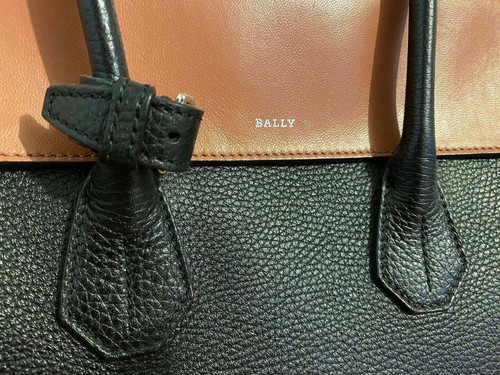 Bally sommet fold Leather Tote Bag genuine handbag with long strap black brown - Picture 16 of 16