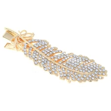 Gold Tone Metal Hair Clip With Rhinestone HC1025-GCL