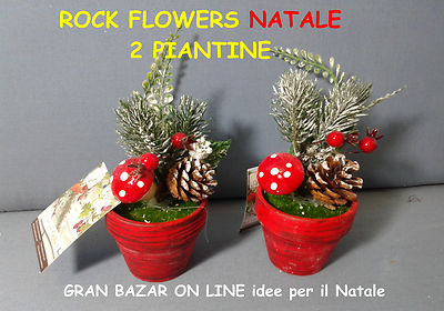 Immagini Natale Rock.Natale 2 Piantine Rock Flowers Decorazione Albero Casa Negozio Locale Ebay