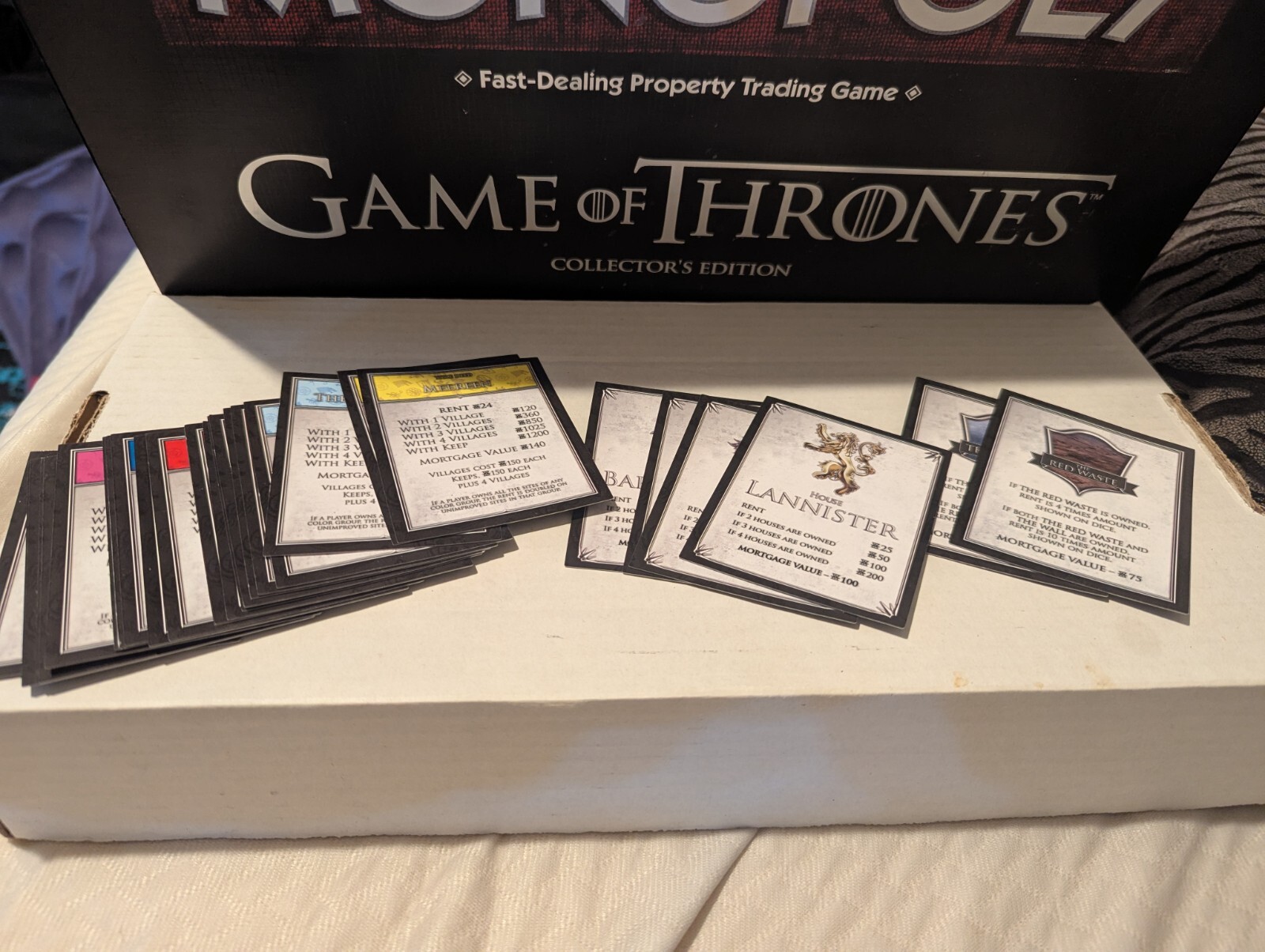 🐉💲 2015 Monopoly Game of Thrones Replacement Parts: 28 Title Deed Cards