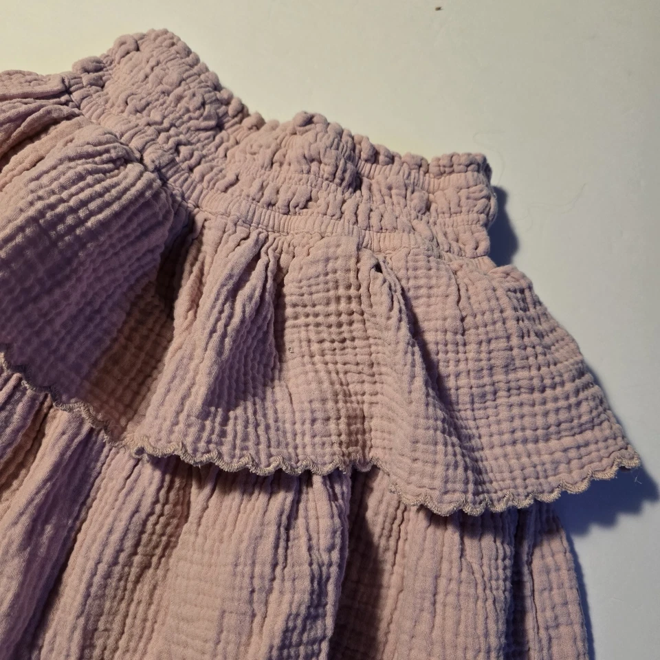 Crewcuts девочек SM Sz 6 хлопок марлевая оборка юбка розовый ярусный девчачий эластичный пояс - Изображение 2 из 4