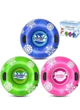 47" 1Pack / 36" 2Pack Snow Tubes, Inflatable Snow Sled for Kids & Adults New...