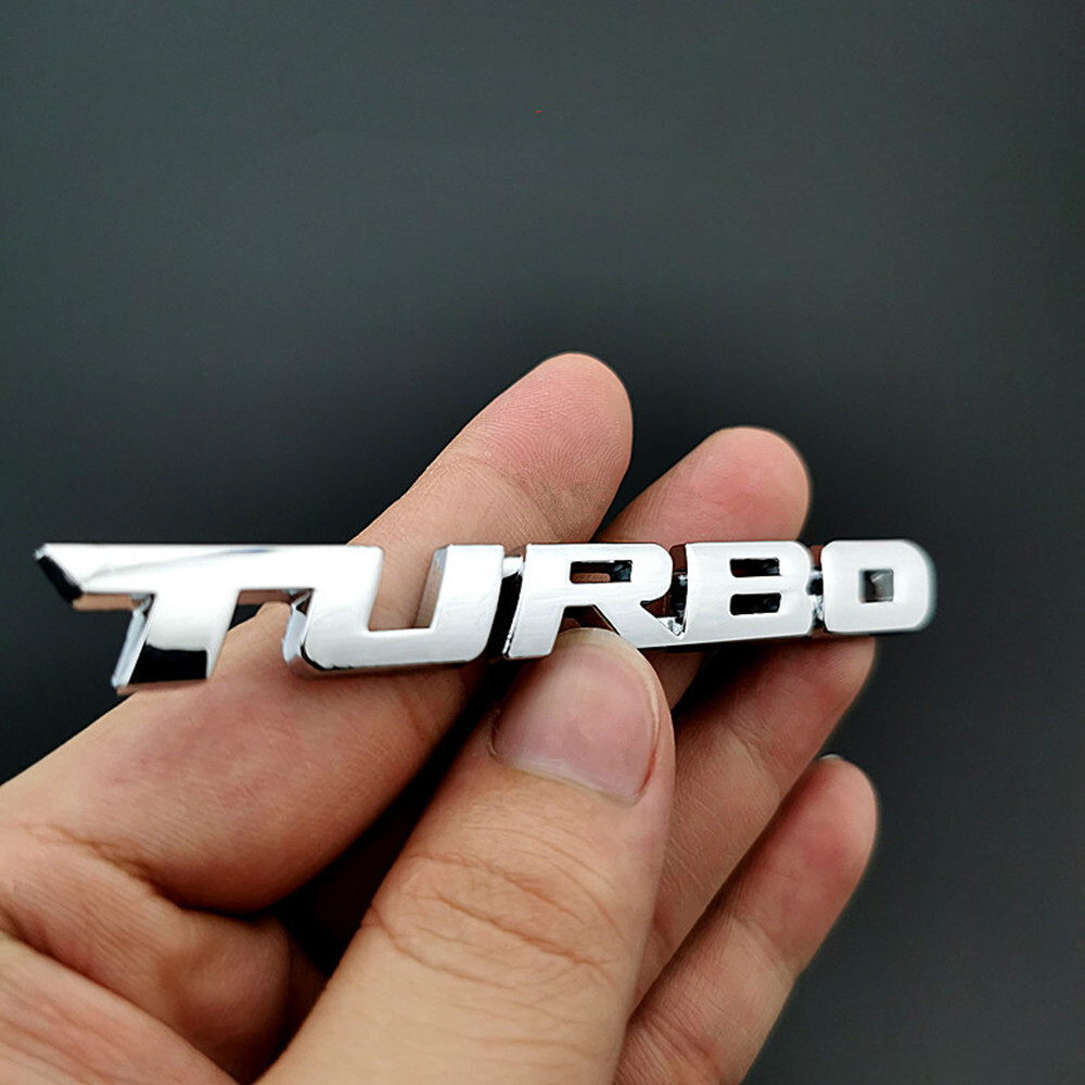 Emblema TURBO 3D In Metallo Per Auto | Adesivo Parafango Laterale E Bagagliaio | Nero, Rosso, Argento - 3