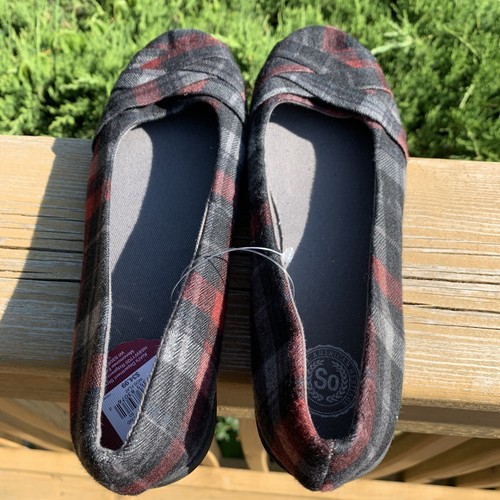 Ballerines SO Kohls Femme Taille 5.5 US - Rayures Gris Et Blanc, Neuves Sans Emballage