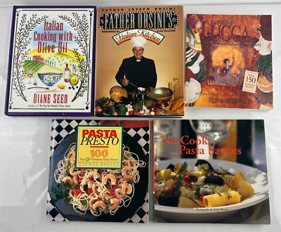 Lot of 5 Italian Themed Cookbooks, Father Orsini's, Pasta Presto, Olive Oil...