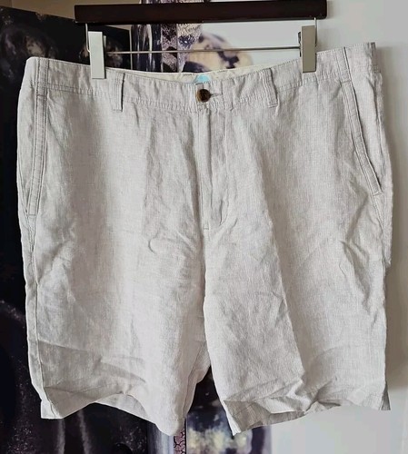 Men’s Tommy Bahama Relax Striped Flat Front Chino 100% Linen Shorts 38