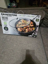 Granitestone Deep Saute Pan 5.5 Qt Nonstick Diamond-Infused Aluminum Glass Lid