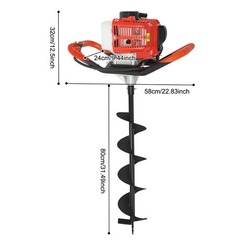 Kit Trapano Scavo Coclea Terra 2,3HP Scavatore Post Foro con 3 Punte - Foto 4 di 19
