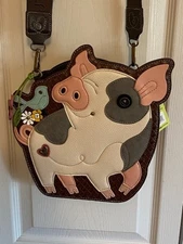 $51 (WAS $64) OCT 24-OCT 30 ONLY  CHALA SPOTTED PINK PIG NOVELTY CROSSBODY  RFID