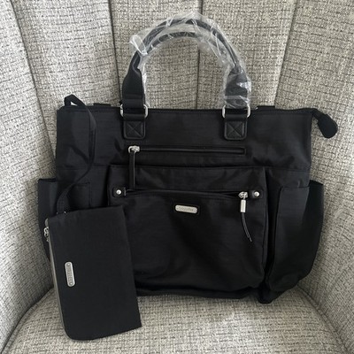 Baggallini Women's 3-in-1 Convertible Tote Backpack with RFID Wristlet Black Bag