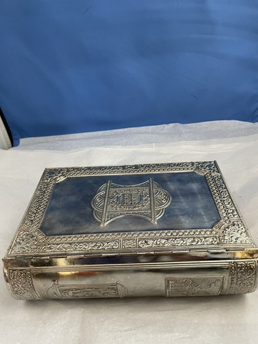 La Sacra Bibbia Sinai Isreal 1971 pietre/placcato argento/illustrato - Foto 14 di 15