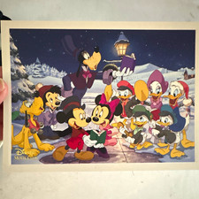 Disney Mickey Mouse & Friends Christmas Caroling Winter Scene Print Poster