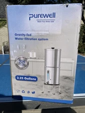Stainless Steel PUREWELL Gravity-Fed Water Filter System – 2.25 Gallon