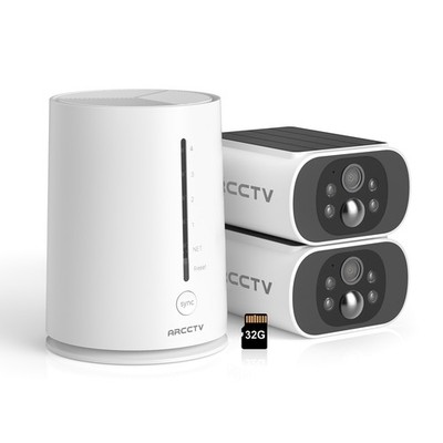 ARCCTV 4MP Überwachungskamera Set Aussen Solar Akku WLAN Kabellose Kameras Heim