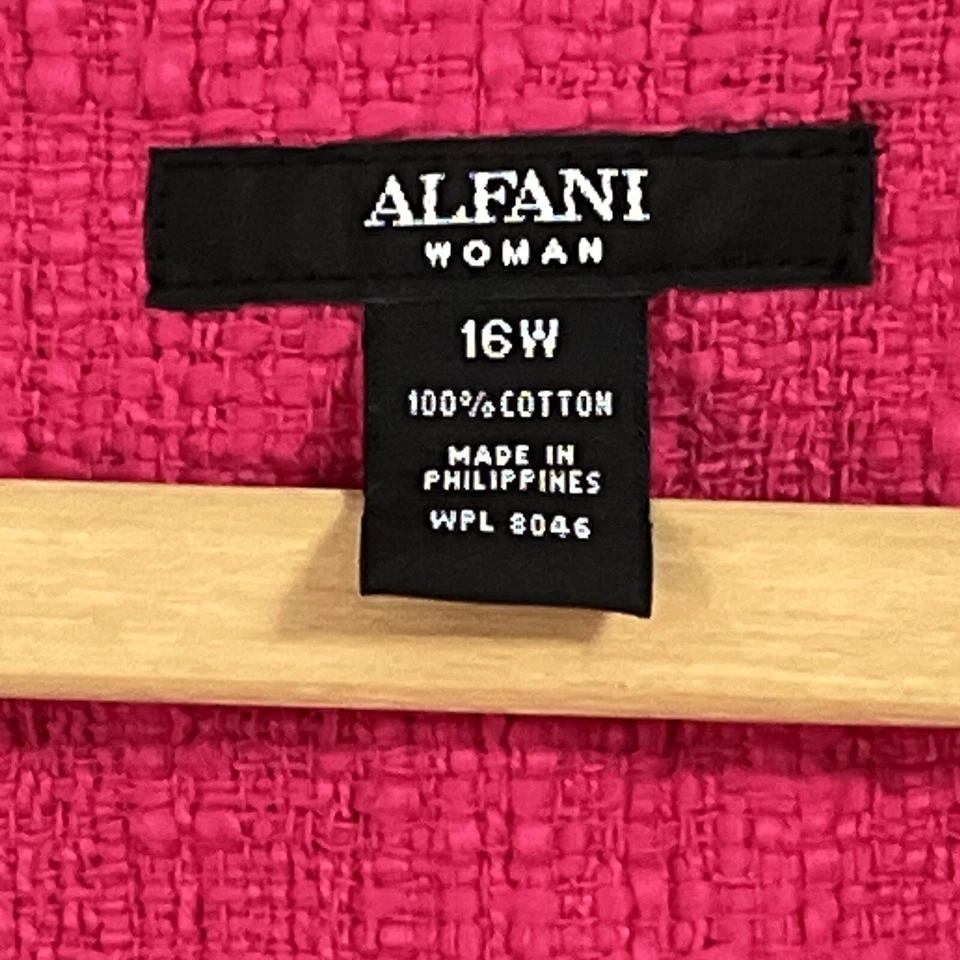 Blazer tejido Alfani para mujer 16W rosa brillante frente abierto Foto 3 de 4