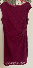 Chaps Lace Fitted  Cocktail Dress Fucsia Size 10