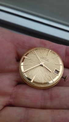 Zenith BUMPER 71 WATCH MOVEMENT + GOLDEN DIAL + HANDS + CROWN VINTAGE REF 68