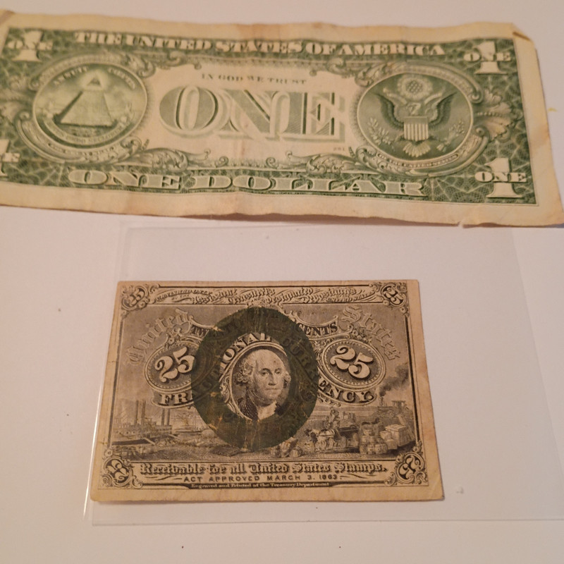 Fractional Currency US   Washington Portrait 25 Cents In  G Cond.