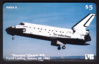 NASA 8: $5. Discovery Landing At Research Facility Card Only Phone Card