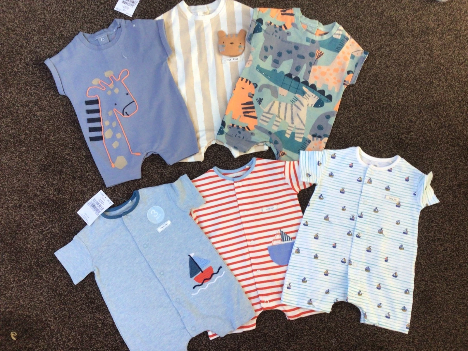 Bundle of baby boys summer clothes safari nautical romper outfit 0-3 months
Opens in a new window or