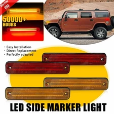 Amber/Red Lens LED Side Marker Light Set for Hummer H2 2003-2009 Front/Rear 4X